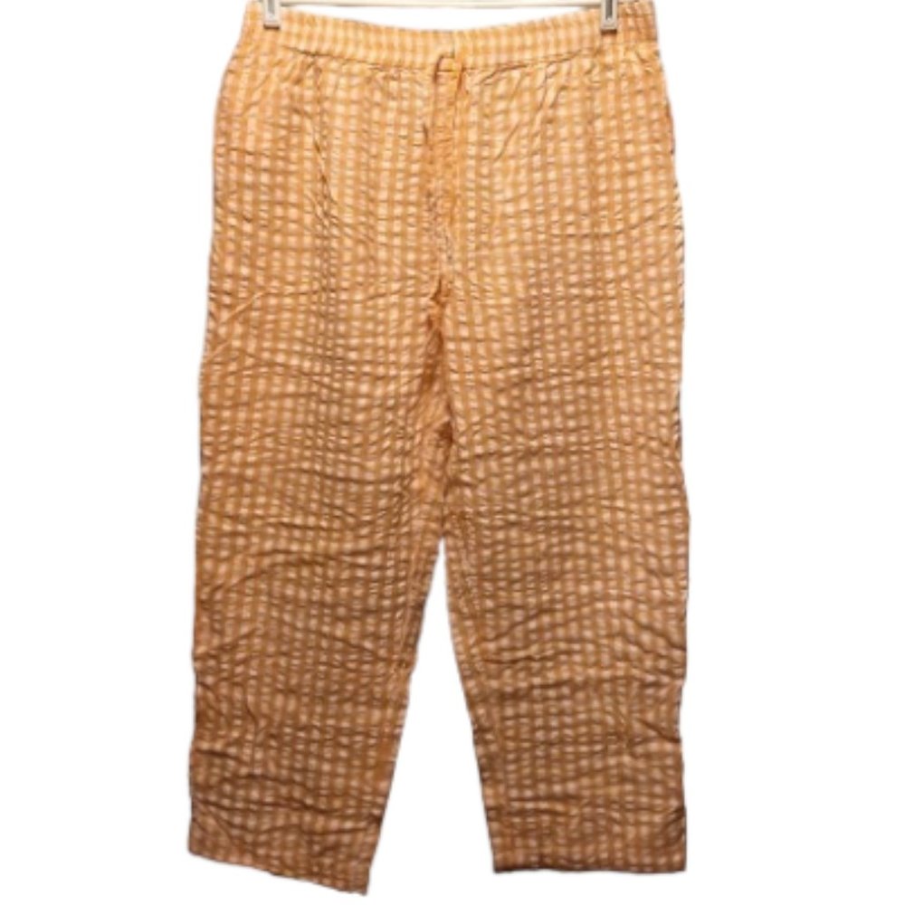 Orange Melon Peach Check Seersucker PJ Pants Sz 22W